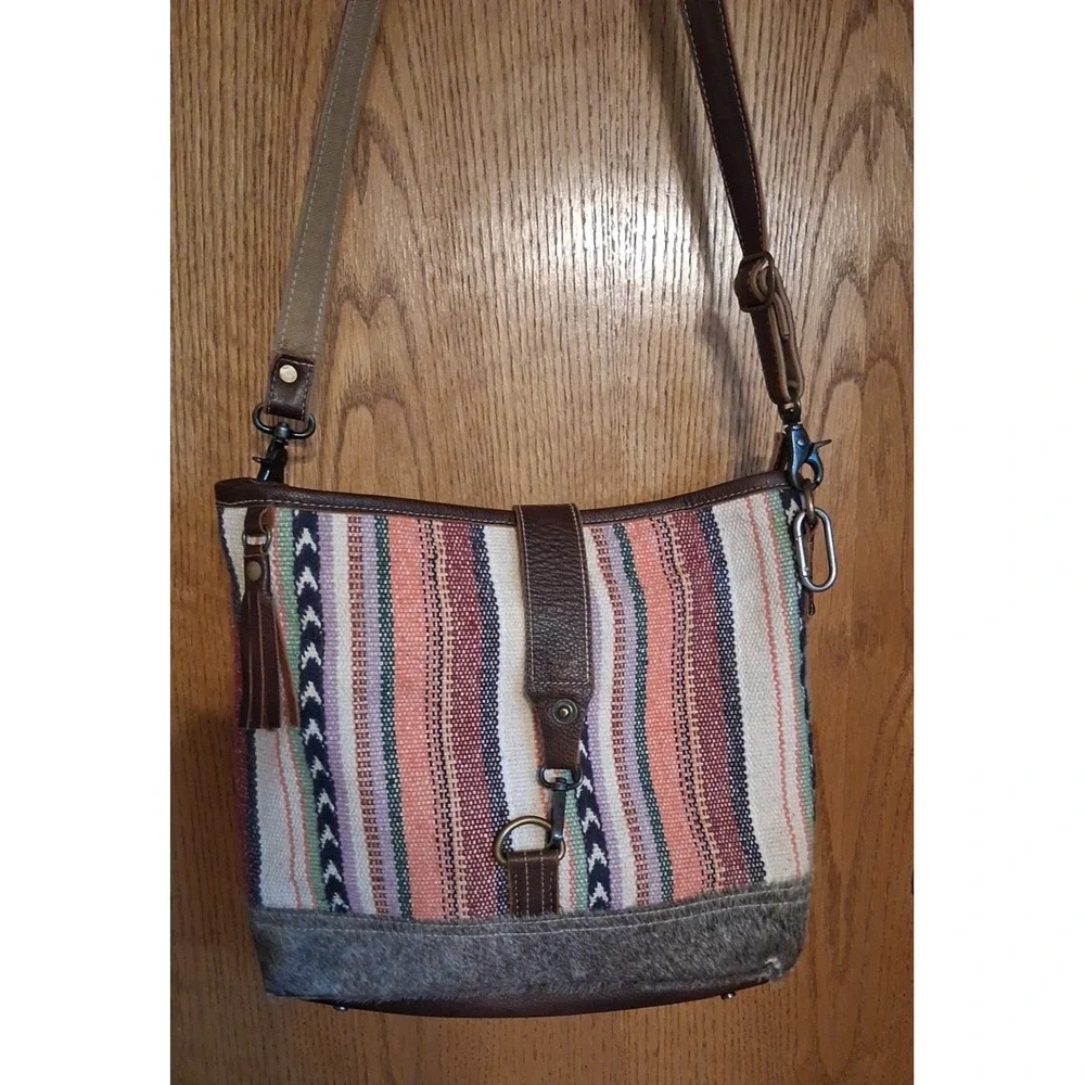 Myra Multi Color Genuine Hide Purse Messenger Southwest Blanket Style 15